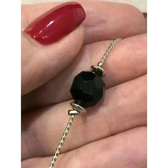 Multistrand Black White Clear Beaded Faceted Bead Necklace with Extender - Picture 8 of 16